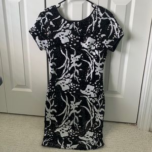 Black & white sequin dress
